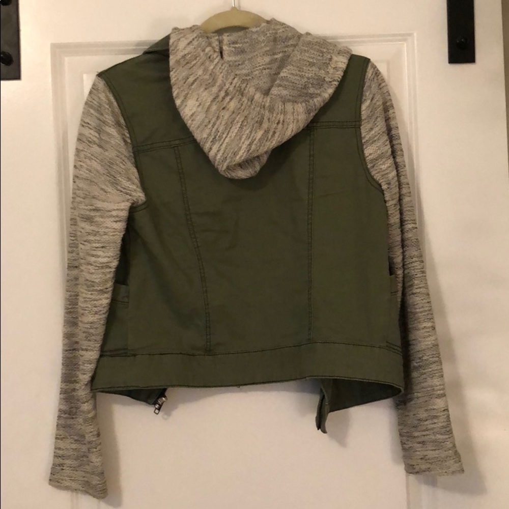 Olive Jacket w/ sweater sleeves - Picture 2 of 3